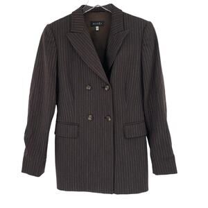 2/$30 MASKA Womens Blazer Size 42 / Size M Brown Pinstripe Jacket Wool